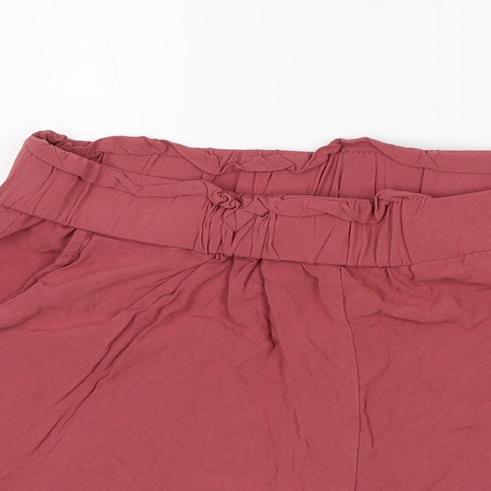 Primark Womens Red Viscose Paperbag Shorts Size 12 L4 in Regular