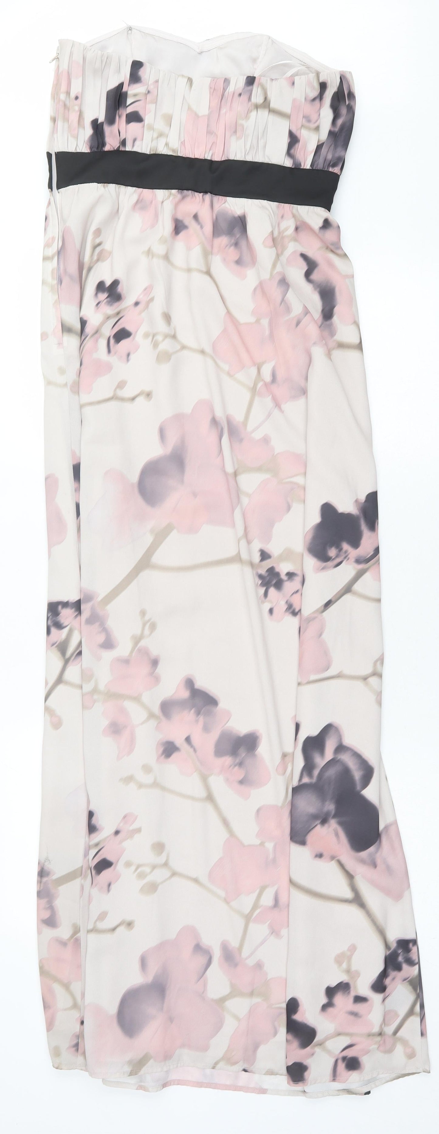 H&M Womens Pink Floral Polyester A-Line Size 8 Off the Shoulder Zip
