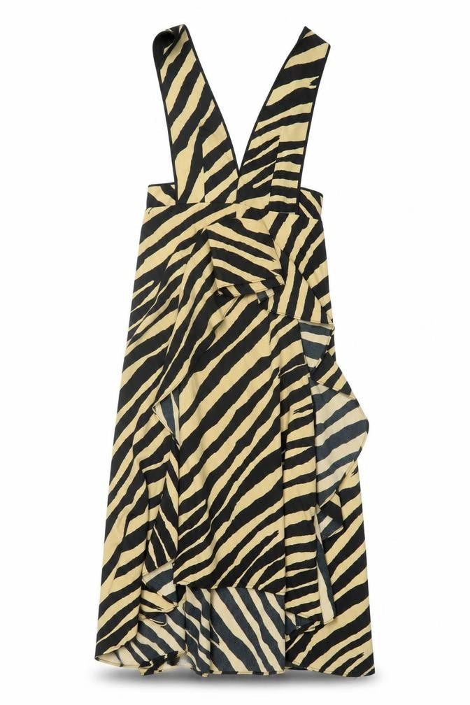 Topshop Womens Brown Animal Print Polyester A-Line Size 4 V-Neck Zip
