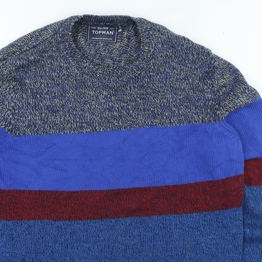 Topman Womens Multicoloured Round Neck Striped Cotton Pullover Jumper Size M