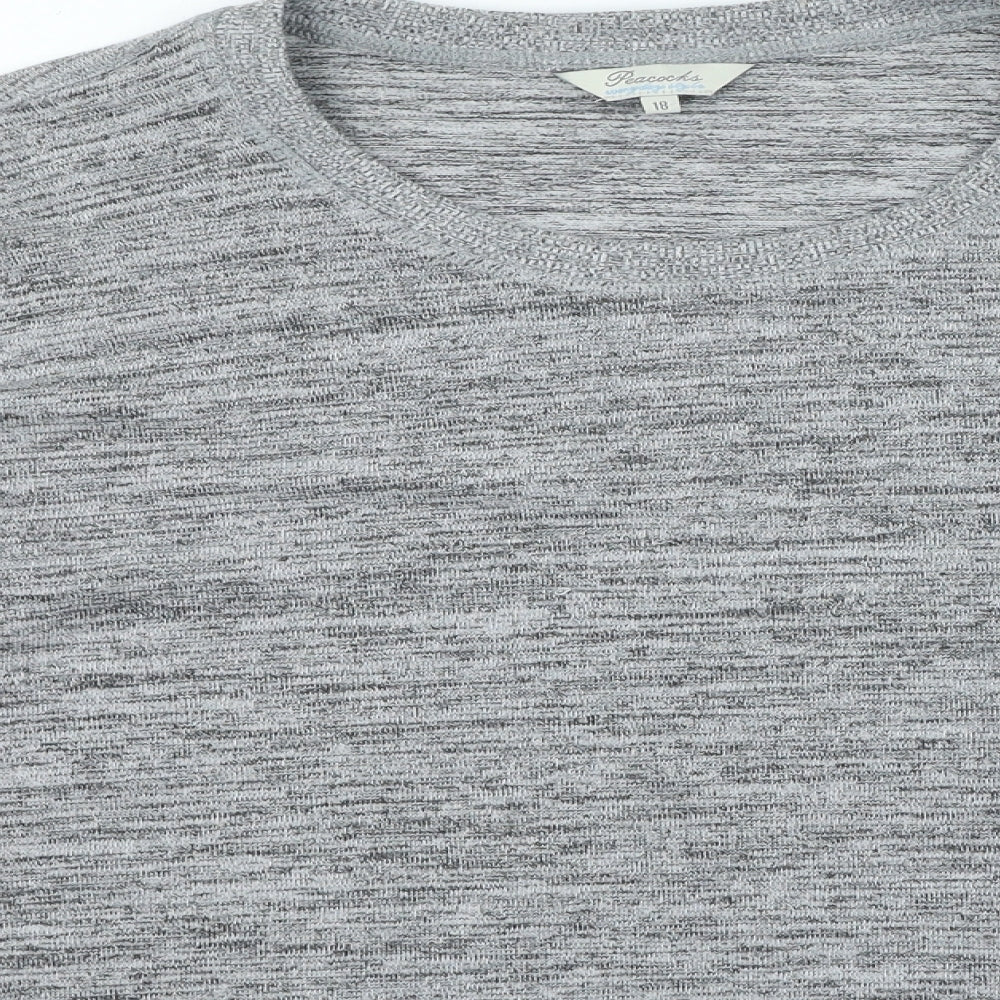peacoks Womens Grey Round Neck Polyester Pullover Jumper Size 18