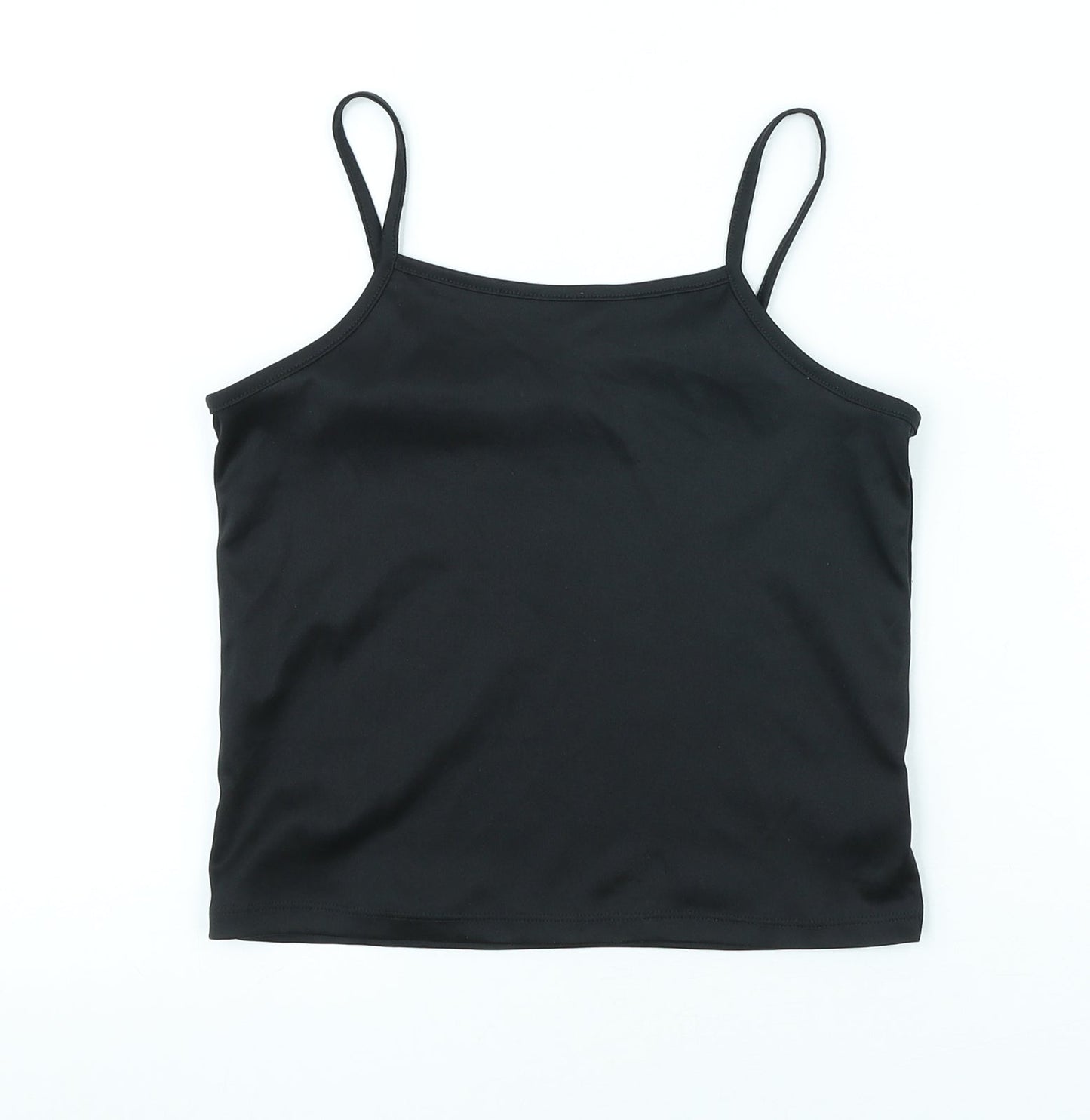 YD Girls Black Polyester Basic Tank Size 9-10 Years Crew Neck