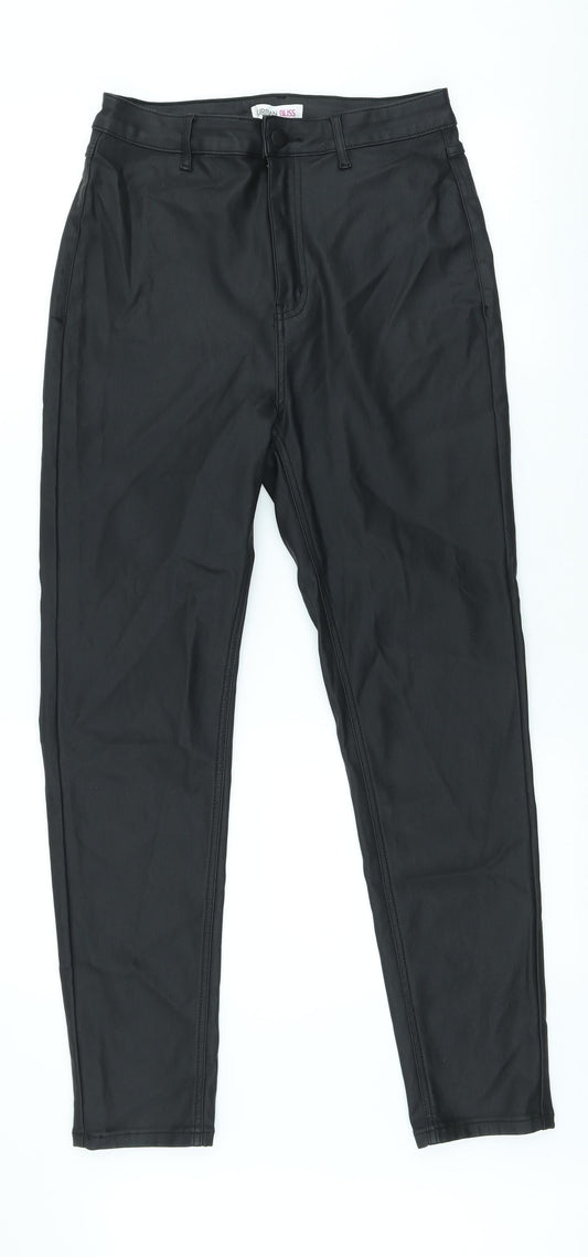 Urban Bliss Womens Black Viscose Trousers Size 14 L27 in Regular