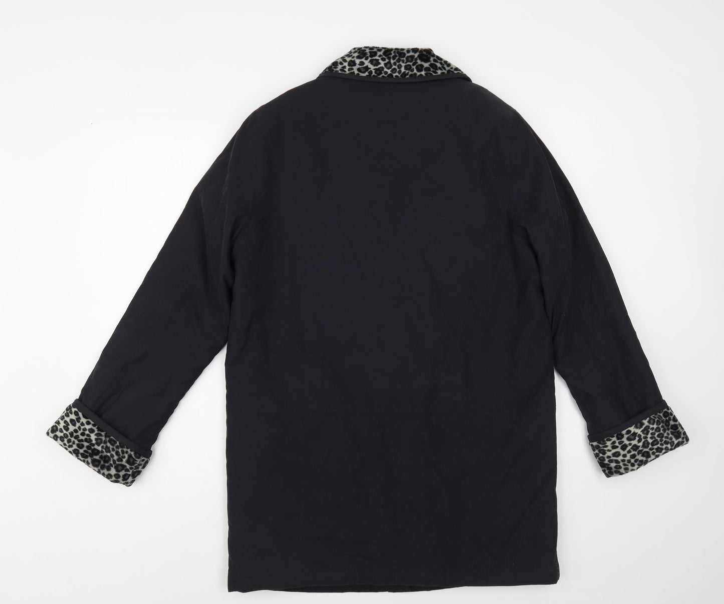 JFW Womens Black Animal Print Pea Coat Coat Size 10 Buckle