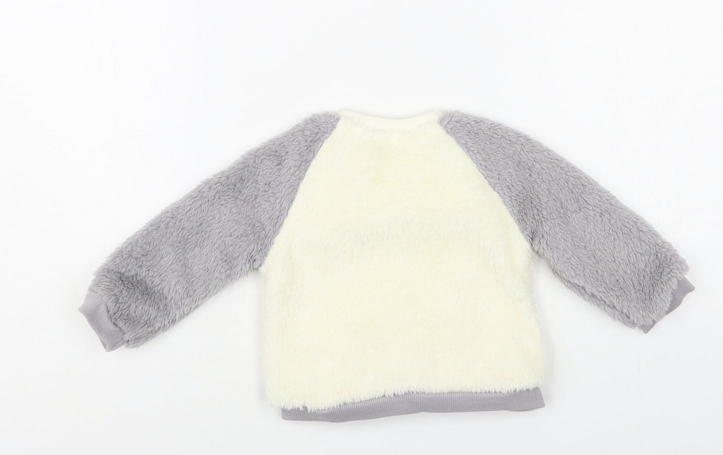 John Lewis Baby Ivory Colourblock Polyester Pullover Jumper Size 3-6 Months Button