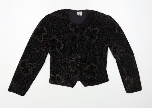 Preworn Womens Blue Floral Jacket Blazer Size 10 Button