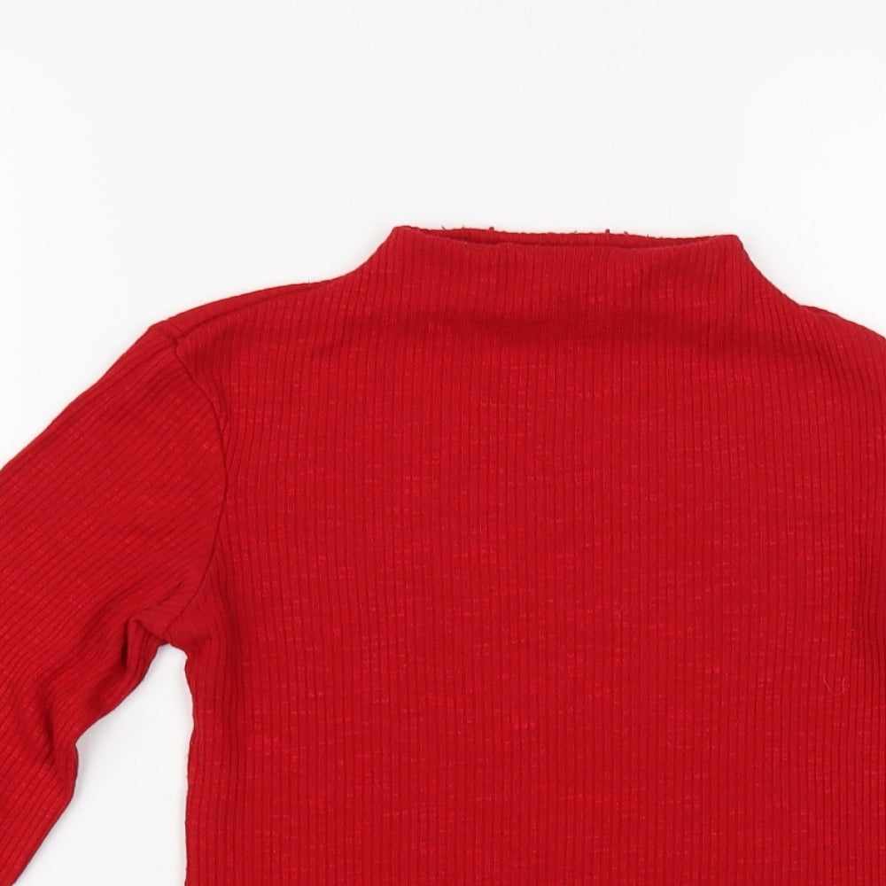 Stradivarius Womens Red Mock Neck Viscose Pullover Jumper Size S