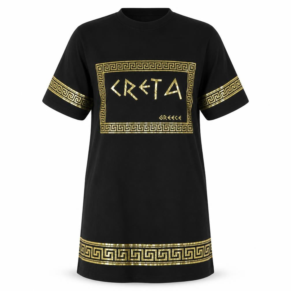 Prteworn Womens Black Cotton Tunic T-Shirt Size M Crew Neck - Greece