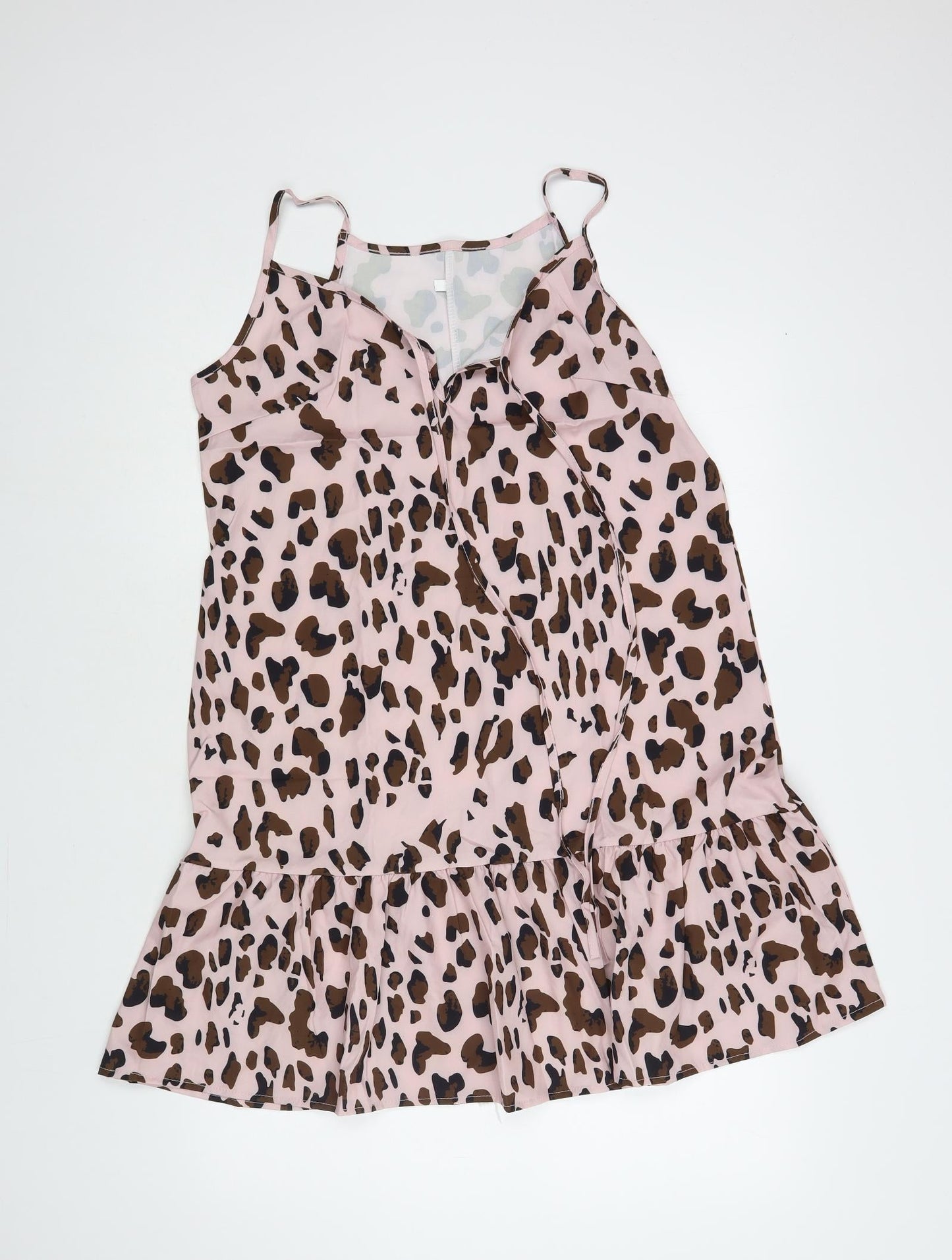 Preworn Womens Pink Animal Print Polyester A-Line Size S V-Neck Pullover