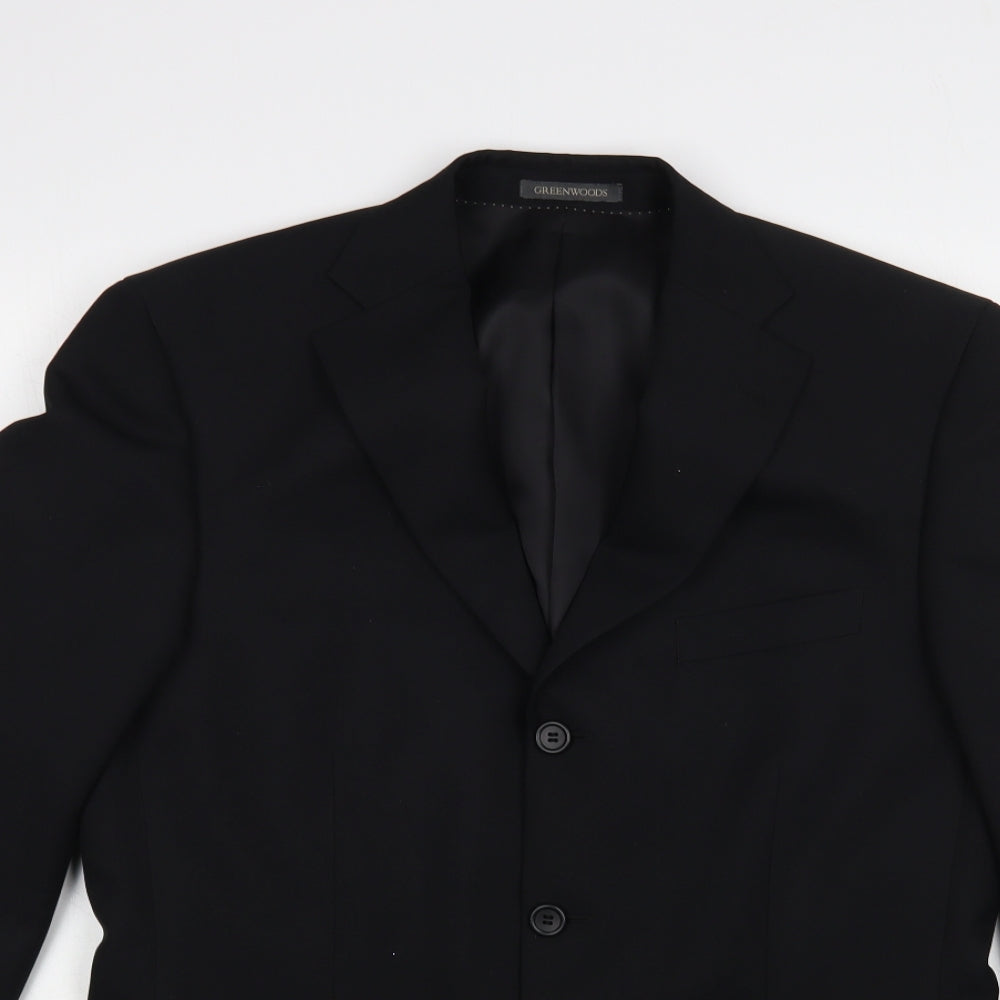 Greenwoods Mens Black Polyester Jacket Blazer Size 38