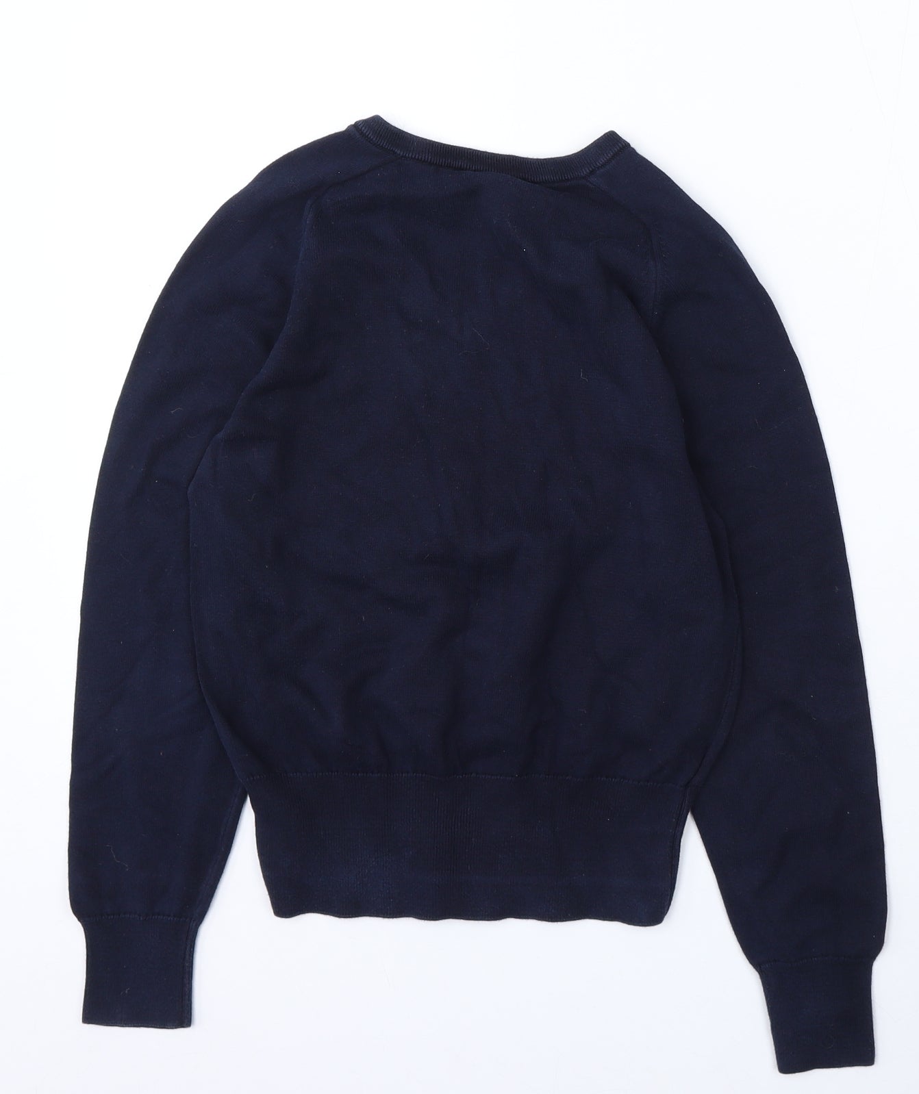 Trutex Womens Blue V-Neck Cotton Pullover Jumper Size XS