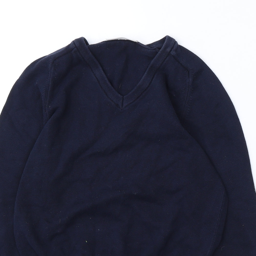 Trutex Womens Blue V-Neck Cotton Pullover Jumper Size XS