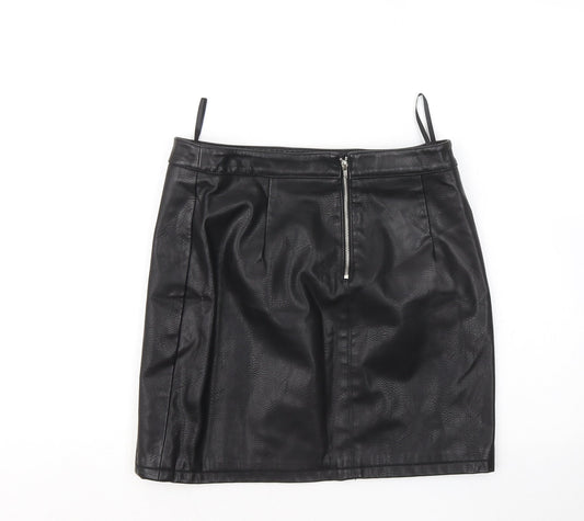 Dorothy Perkins Womens Black Polyester A-Line Skirt Size 8