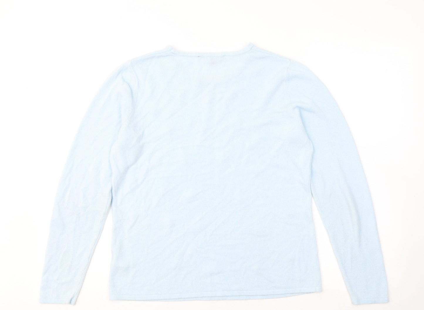 Bonmarché Womens Blue Round Neck Acrylic Pullover Jumper Size 14