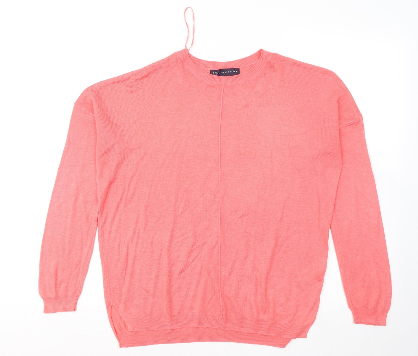 Marks and Spencer Womens Pink Round Neck Acrylic Pullover Jumper Size M