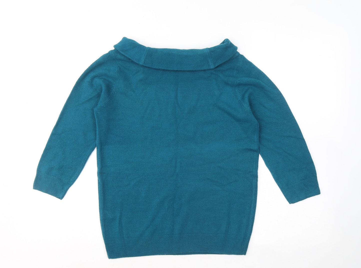 BHS Womens Blue Round Neck Acrylic Pullover Jumper Size 8