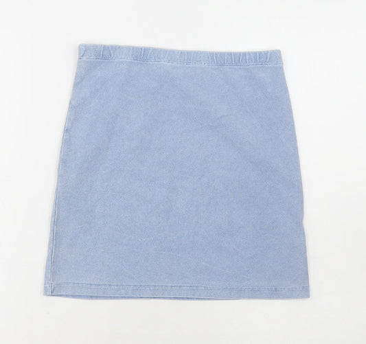 River Island Womens Blue Cotton A-Line Skirt Size 6