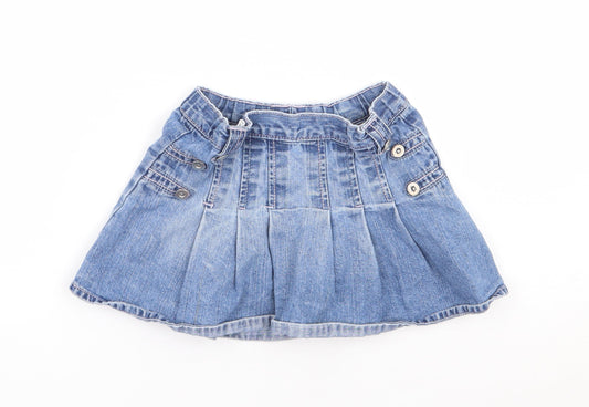 Marks and Spencer Girls Blue 100% Cotton Flare Skirt Size 3-4 Years Regular