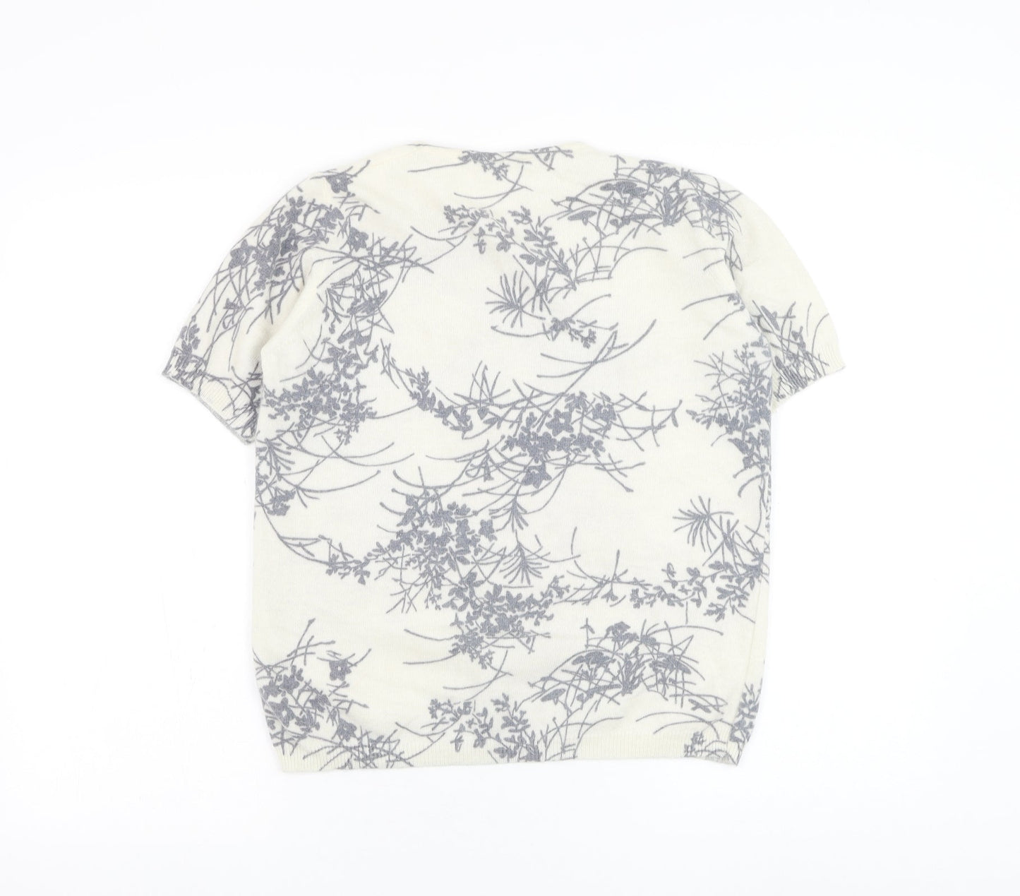 Marks and Spencer Womens White Round Neck Floral Angora Pullover Jumper Size 12