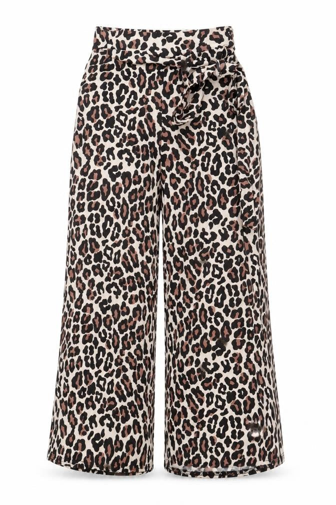 I SAW IT FIRST Womens Beige Animal Print Viscose Cropped Trousers Size 6 L20 in Regular