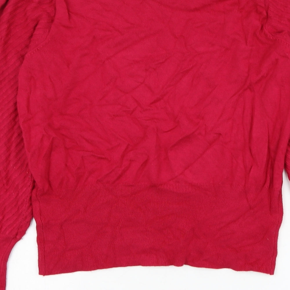 Marks and Spencer Womens Pink Round Neck Viscose Pullover Jumper Size 12