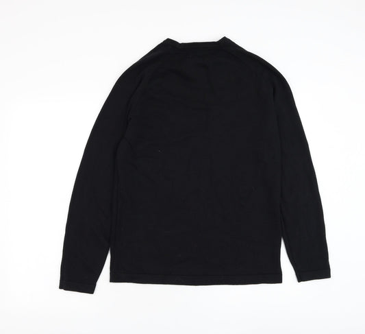 Red Herring Mens Black Round Neck Cotton Pullover Jumper Size S