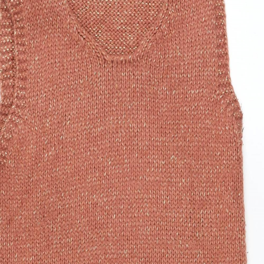 Preworn Womens Pink Polyacrylate Fibre Jumper Dress Size 14 Round Neck Pullover