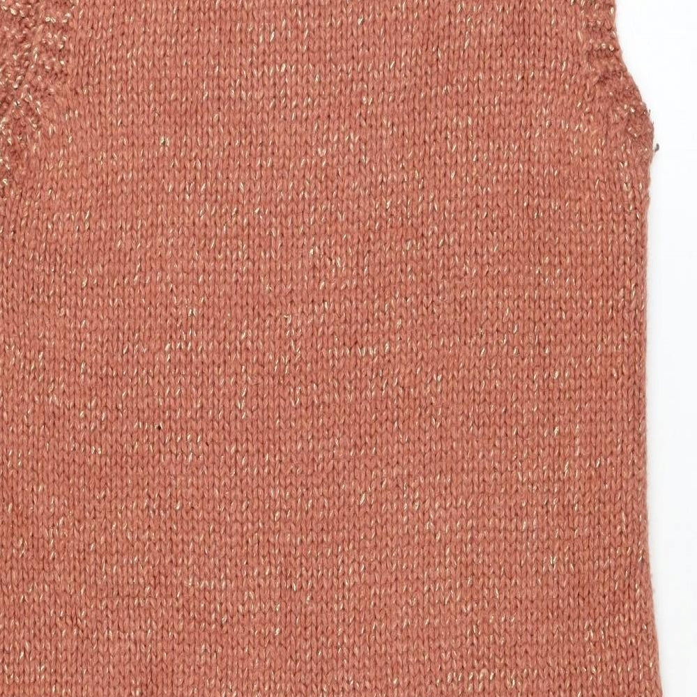 Preworn Womens Pink Polyacrylate Fibre Jumper Dress Size 14 Round Neck Pullover