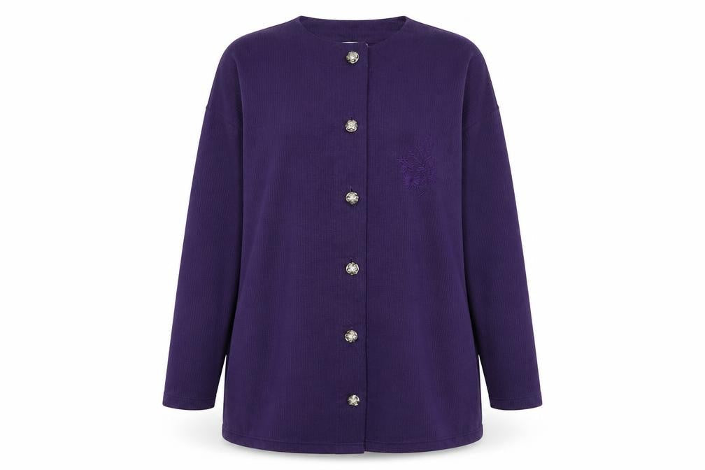 South Lodge Womens Purple Round Neck Polyester Cardigan Jumper Size M