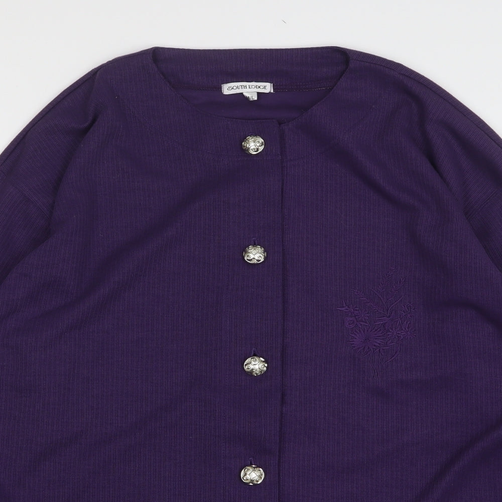 South Lodge Womens Purple Round Neck Polyester Cardigan Jumper Size M