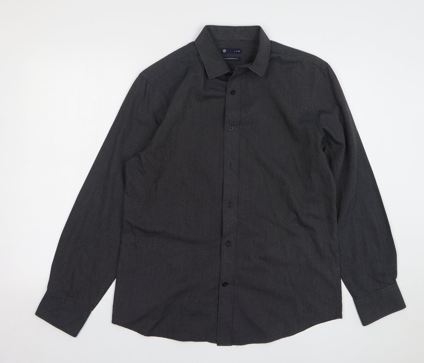 Target Mens Grey Polka Dot Cotton Button-Up Size L Collared