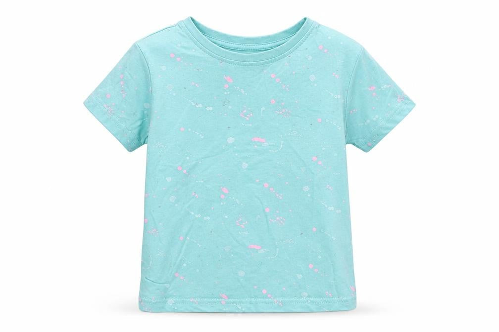 Primark Boys Blue Geometric Cotton Basic T-Shirt Size 2-3 Years Round Neck Pullover
