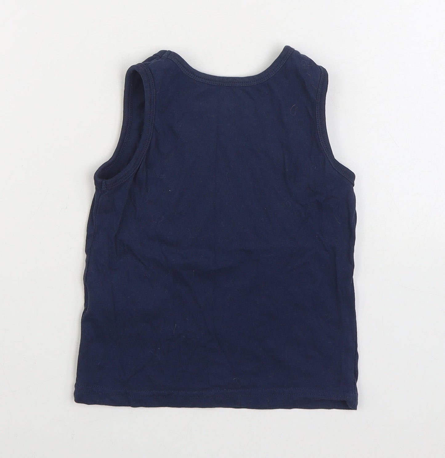 Primark Boys Blue 100% Cotton Basic Tank Size 2-3 Years Round Neck Pullover