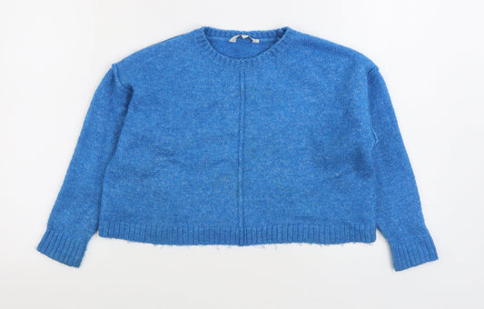 Mis E-Vie Girls Blue Round Neck Acrylic Pullover Jumper Size 9-10 Years Pullover