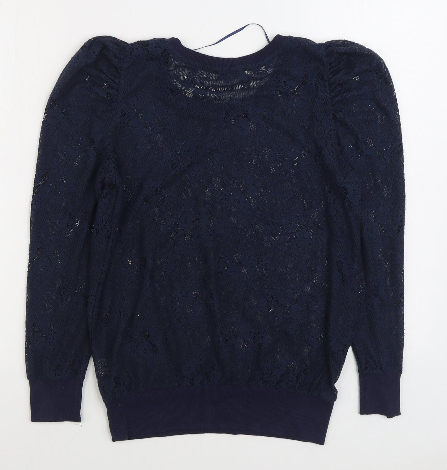 Denim & Co. Womens Blue Boat Neck Polyester Pullover Jumper Size 8