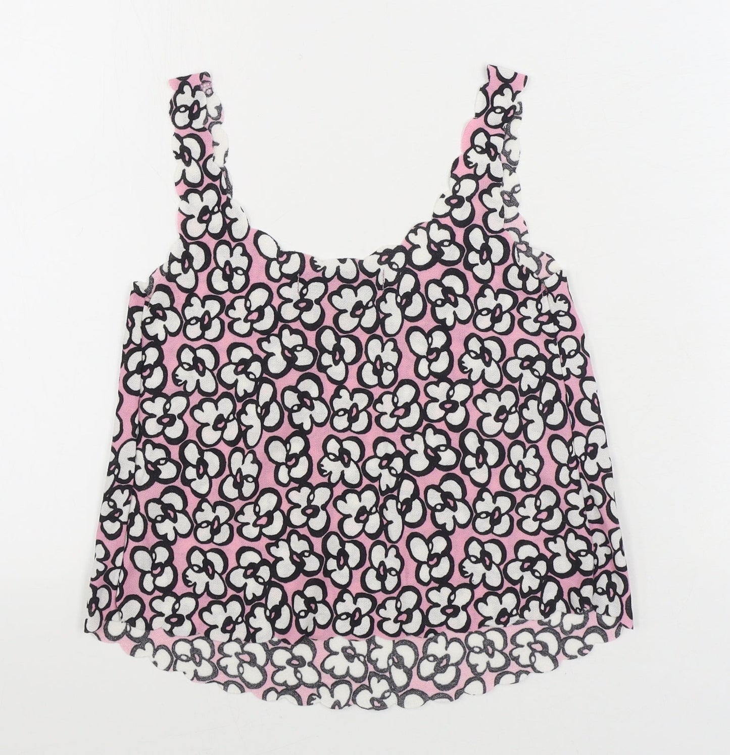 Topshop Womens Pink Geometric Polyester Camisole Tank Size 4 Scoop Neck