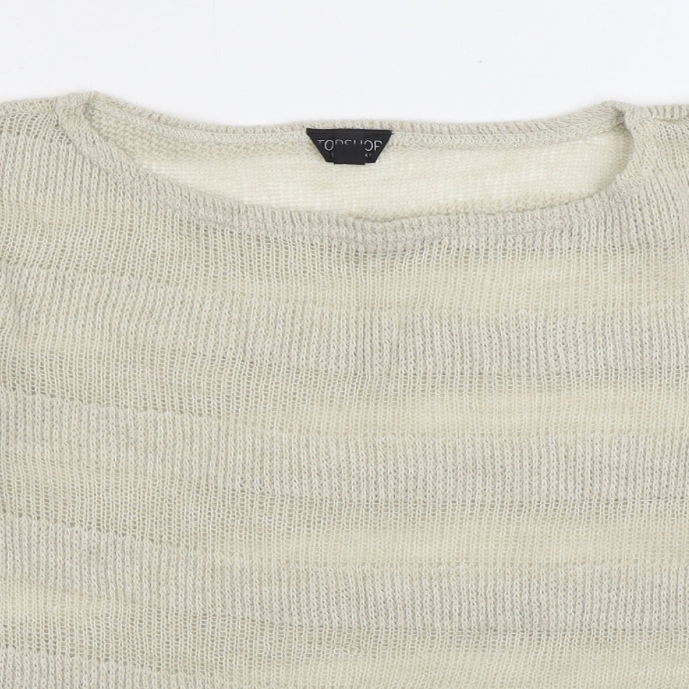 Topshop Womens Beige Boat Neck Polyester Pullover Jumper Size 8
