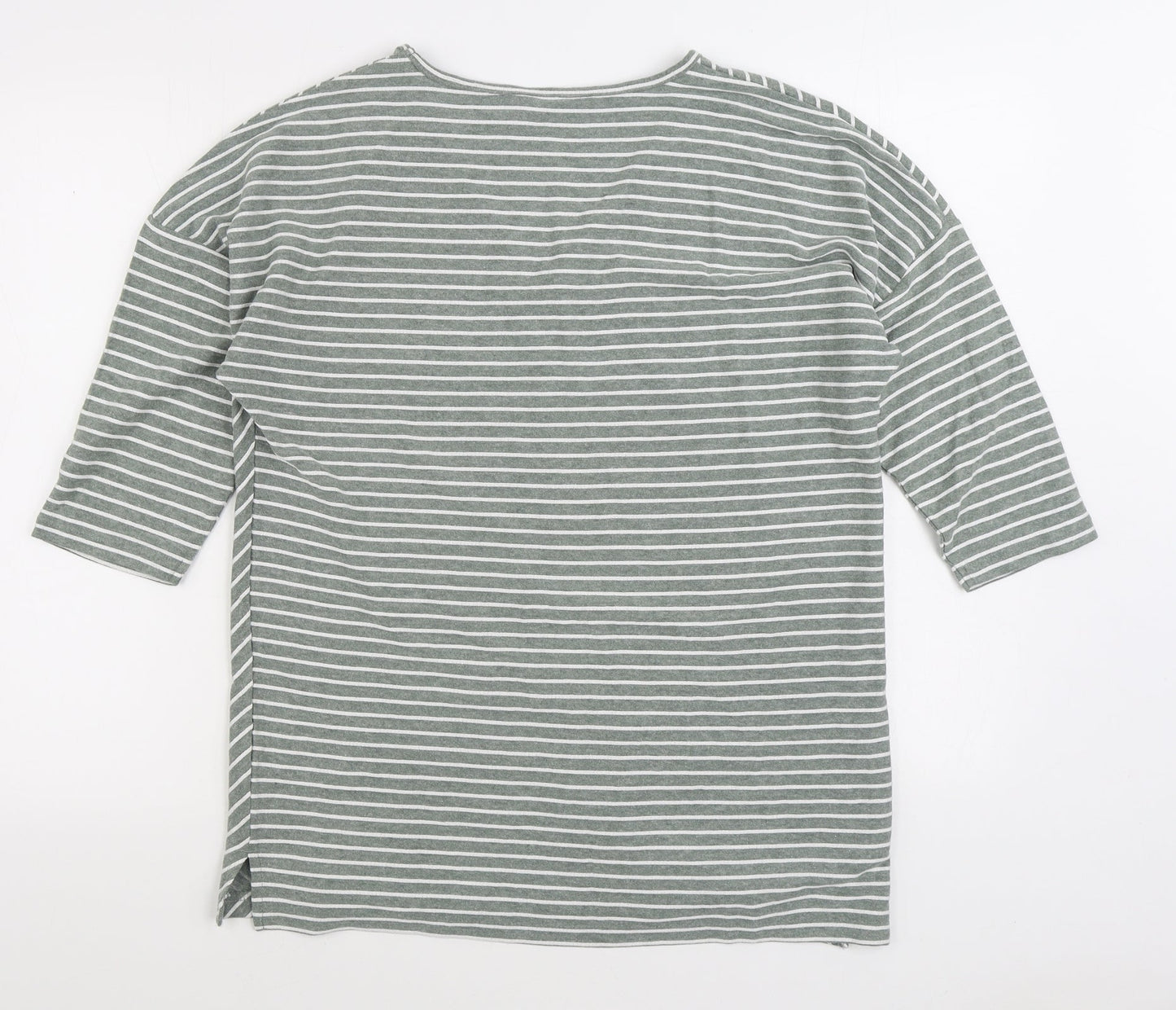 Nutmeg Womens Green Striped Cotton Pullover Sweatshirt Size 14 Pullover