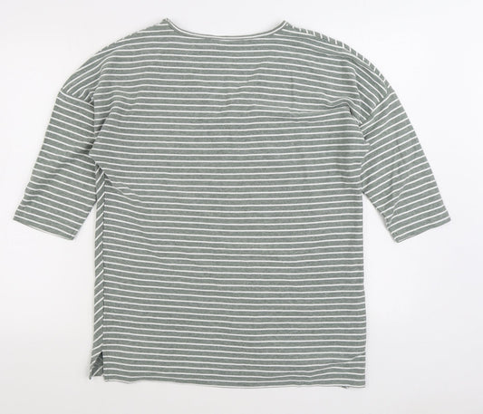Nutmeg Womens Green Striped Cotton Pullover Sweatshirt Size 14 Pullover