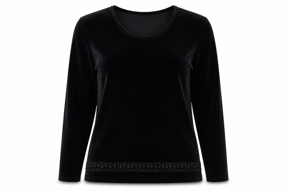 ELVI Womens Black Polyester Pullover Sweatshirt Size M Pullover
