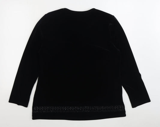 ELVI Womens Black Polyester Pullover Sweatshirt Size M Pullover