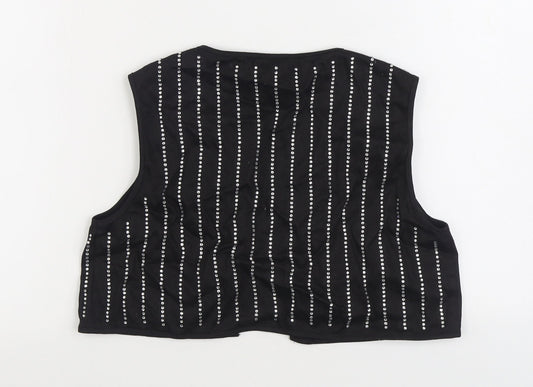 PRETTYLITTLETHING Womens Black Gilet Jacket Size S Button
