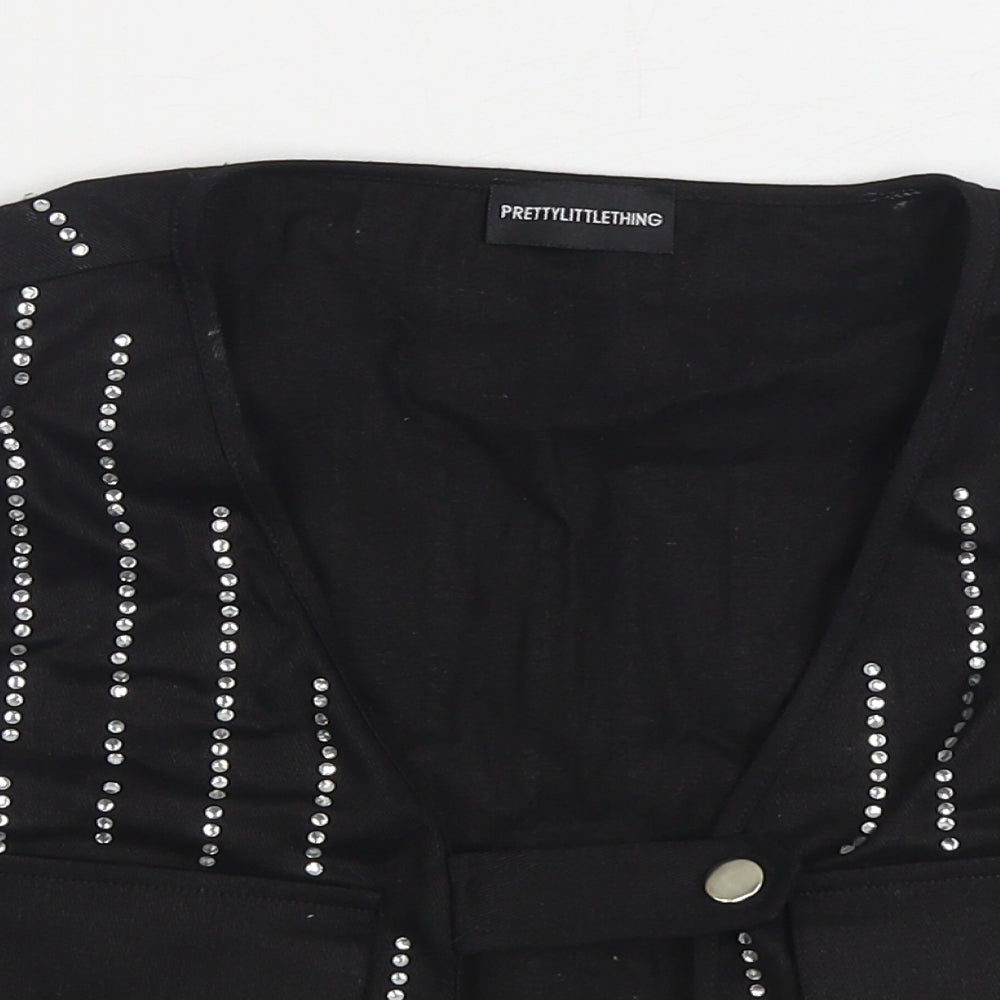 PRETTYLITTLETHING Womens Black Gilet Jacket Size S Button