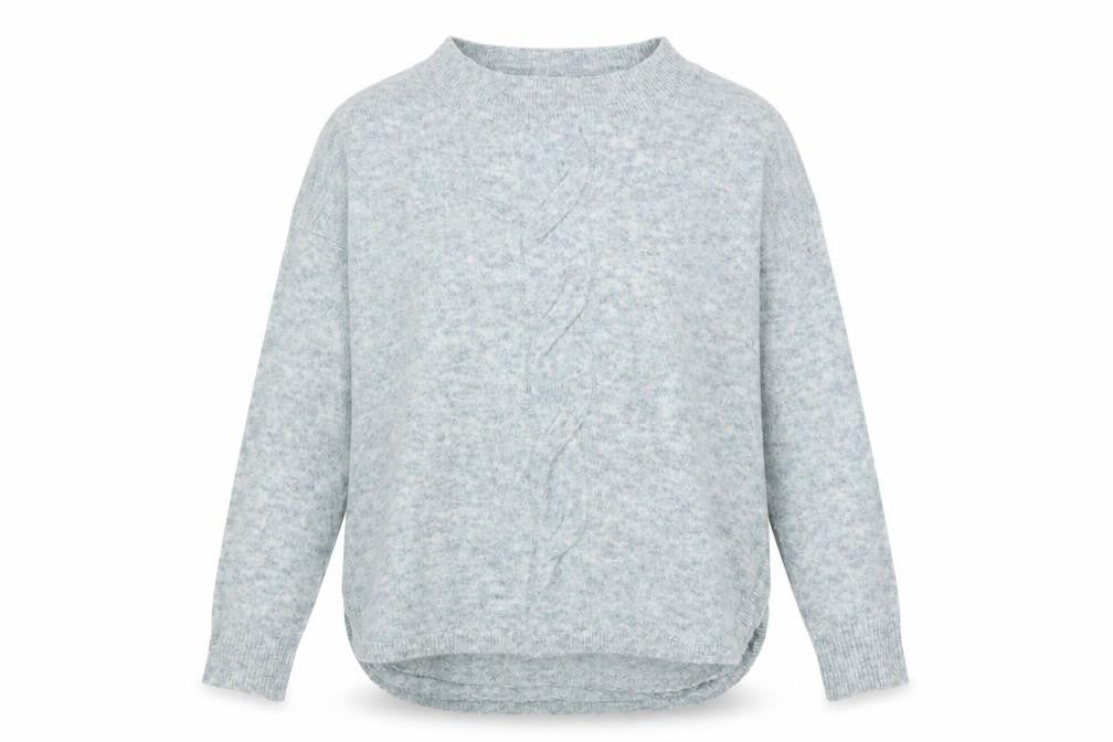 Marks and Spencer Womens Blue Crew Neck Geometric Acrylic Pullover Jumper Size 12