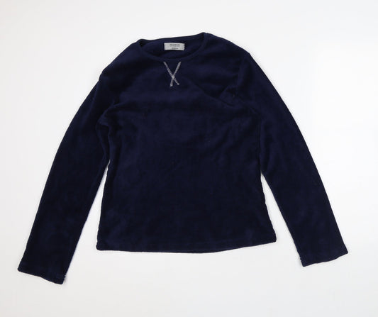 Hudson Bay Womens Blue Polyester Pullover Sweatshirt Size M