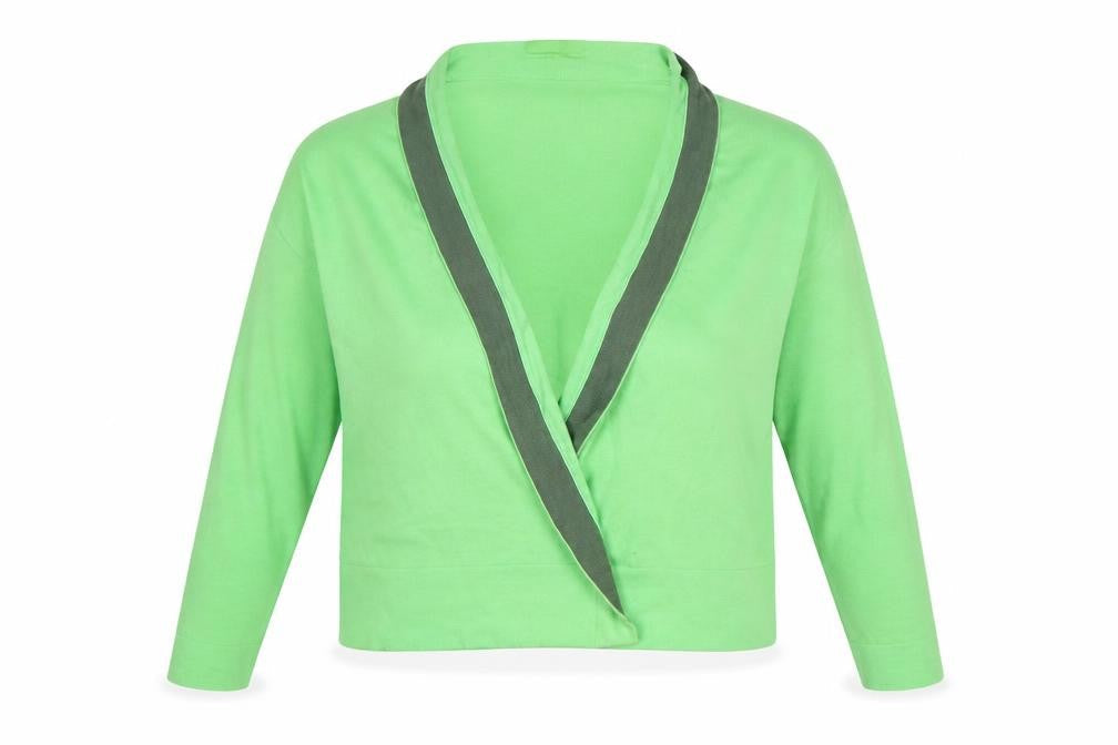 NEXT Womens Green Round Neck Striped Cotton Wrap Jumper Size 12