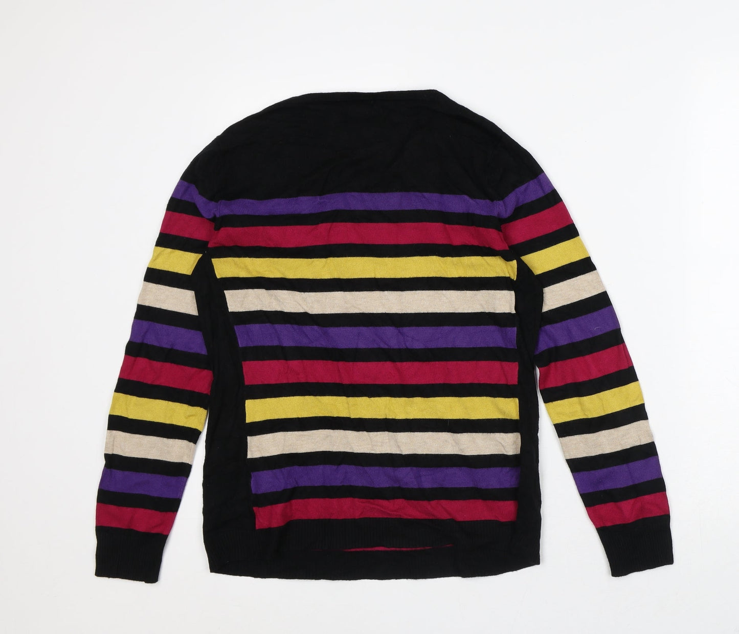 M&Co Womens Multicoloured Round Neck Striped Viscose Pullover Jumper Size 14
