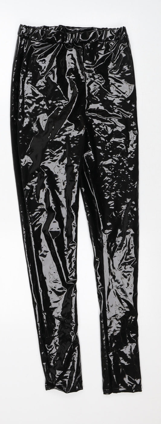 Preworn Womens Black Polyester Capri Trousers Size 8 L28 in Regular