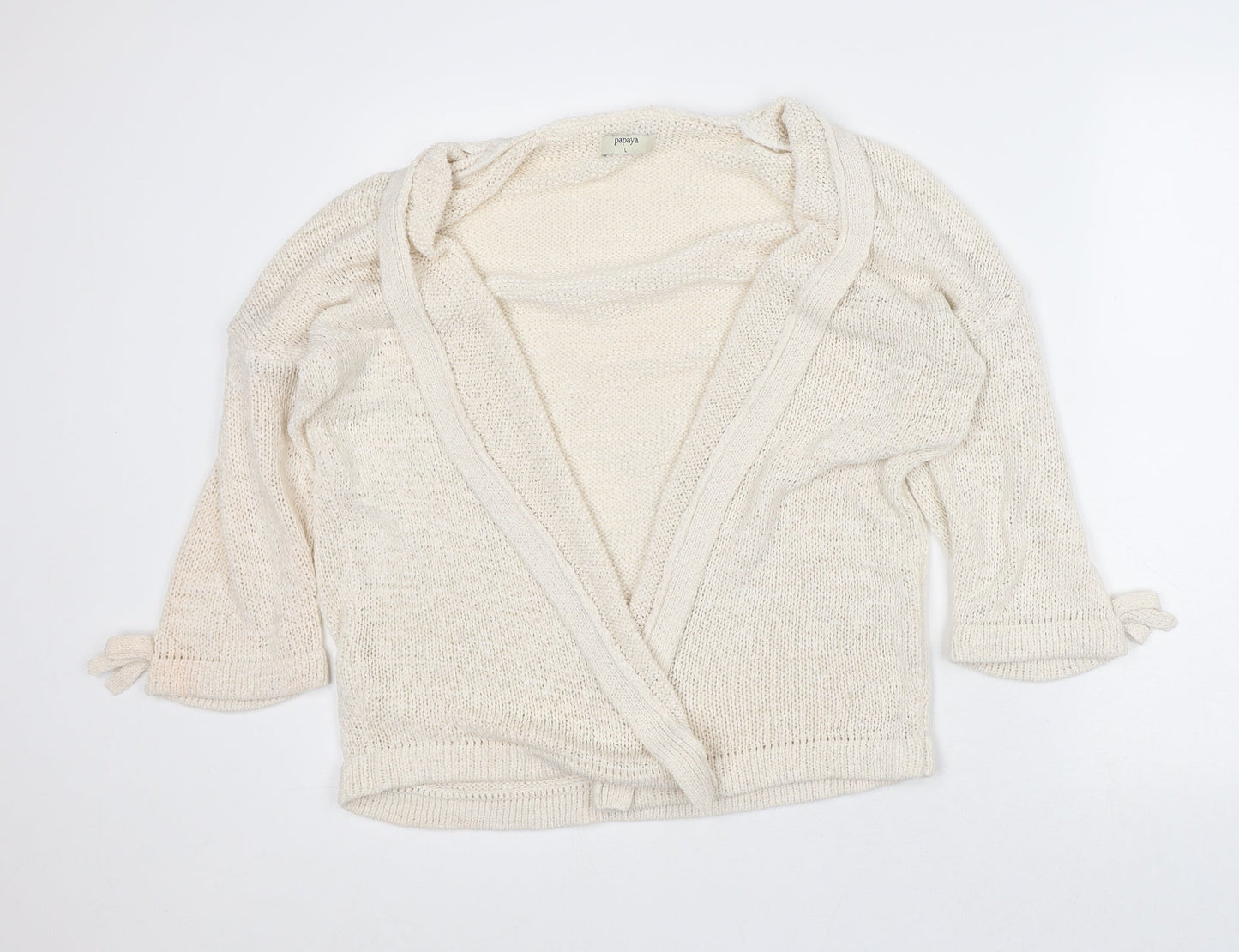 Papaya Womens Beige Round Neck Acrylic Cardigan Jumper Size L
