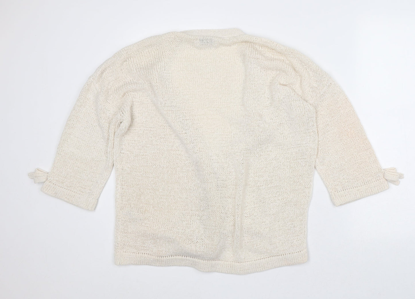 Papaya Womens Beige Round Neck Acrylic Cardigan Jumper Size L